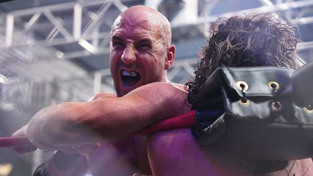 Close-up of Claudio Castagnoli during AEW’s Blood & Guts match